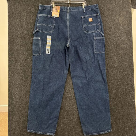 Carhartt Jeans Mens 46x34 Blue Loose Original Fit Work Dungaree Denim Pants - Picture 3 of 12